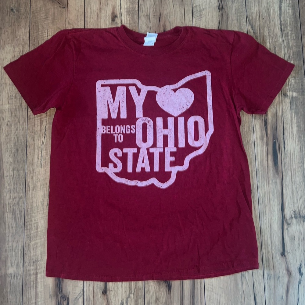 Ohio State Buckeyes My Heart Belongs Graphic Tee Dark Red Size M